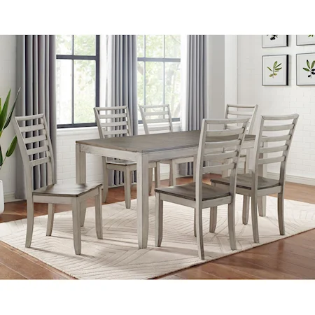 Casual 7-Piece Table and Chair Set with Butterfly Leaf